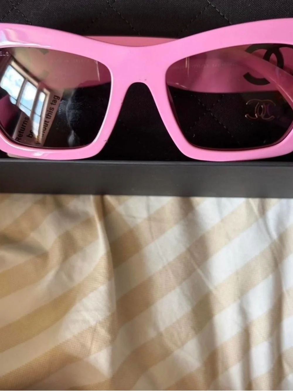 Chanel Pink Cateye Logo Sunglasses